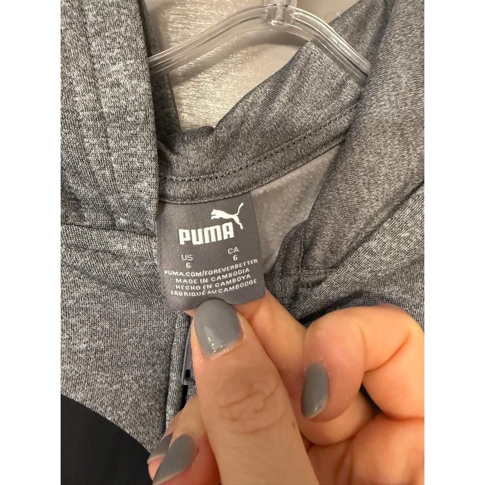 PUMA Hoodie Kids Size 6 Grey Zip Up Activewear‎ Full Zip Closure Sporty Cozy
